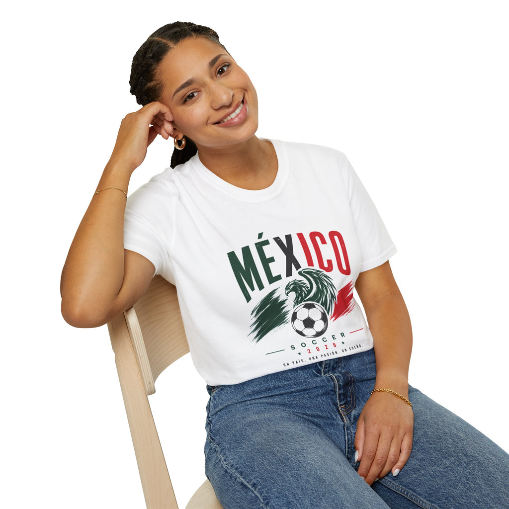 Mexico Soccer T-Shirt — MÉXICO Crest with Eagle & Soccer Ball (Patriotic Football Fan Tee)